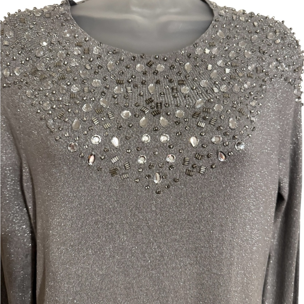 NWT GORGEOUS *SPECIAL OCASSION* SILVER SPARKLING TOP SMALL #6 - Picture 2 of 10